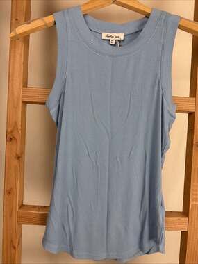 NWT Another Love Dear John CLEO Ocean Blue Ribbed Tank Top #1106 Size XL